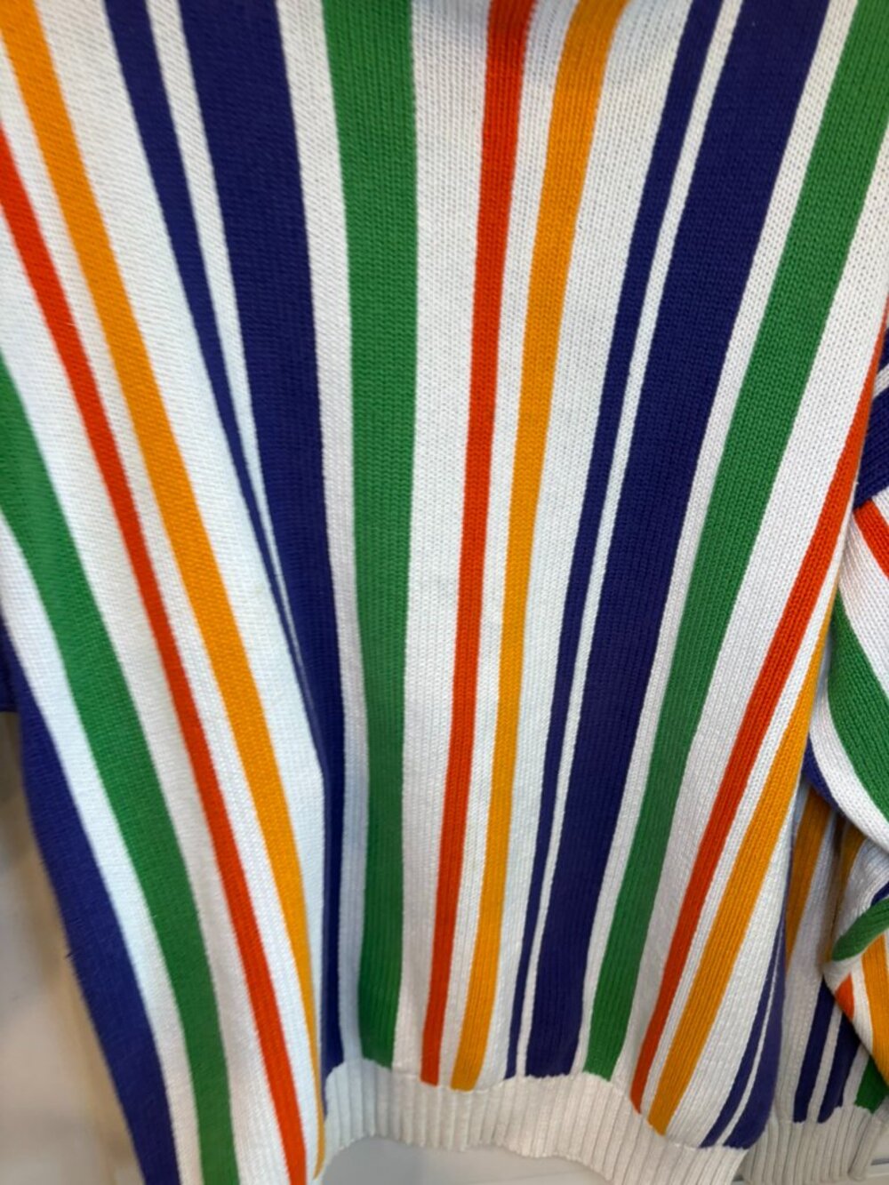 Vintage 90s Cotton Vertical Stripe Dopamine Kidscore Crewneck Sweater Multicolor - Picture 8 of 10